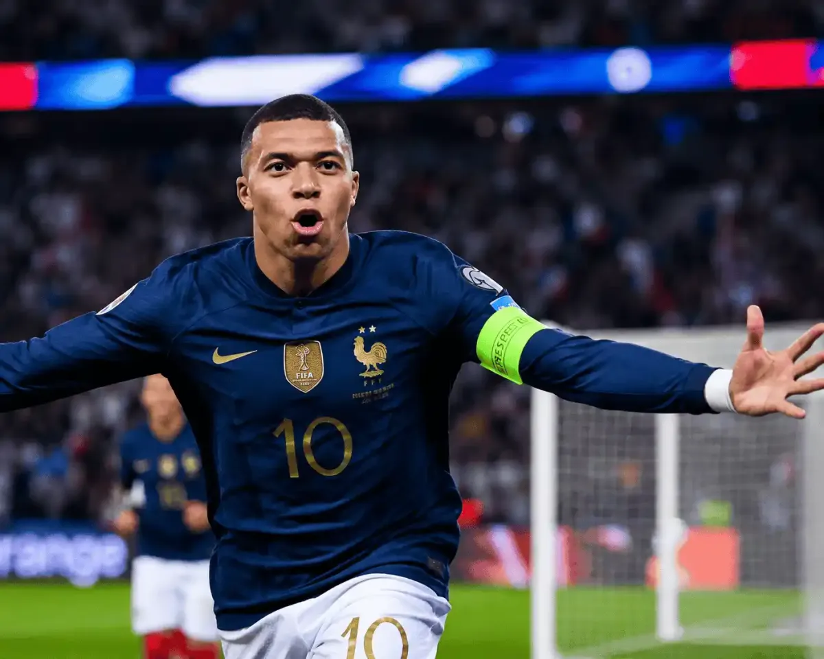 Kylian Mbappé celebrates after scoring twice in France's 3-1 victory over Senegal at FIFA World Cup 2026