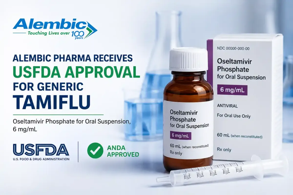 Alembic Pharmaceuticals receives USFDA approval for generic Tamiflu oral suspension.