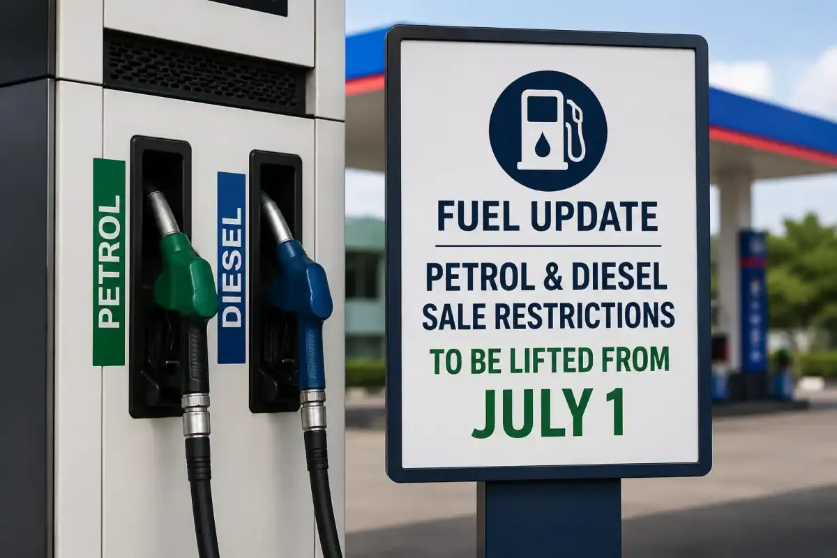 Fuel dispensing at an Indian petrol station after the government lifted temporary sales restrictions.