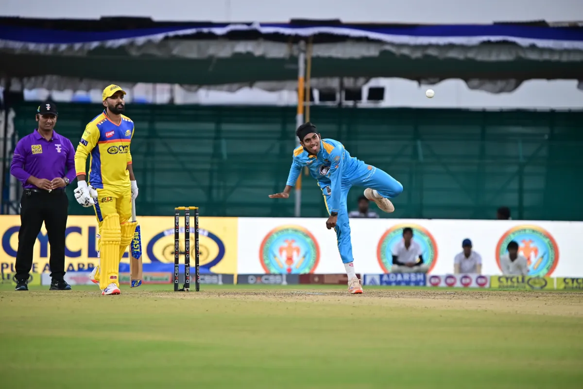 Ritesh Bhatkal celebrates his unbeaten 75 for Mysore Warriors against Gulbarga Mystics in the Maharaja Trophy KSCA T20