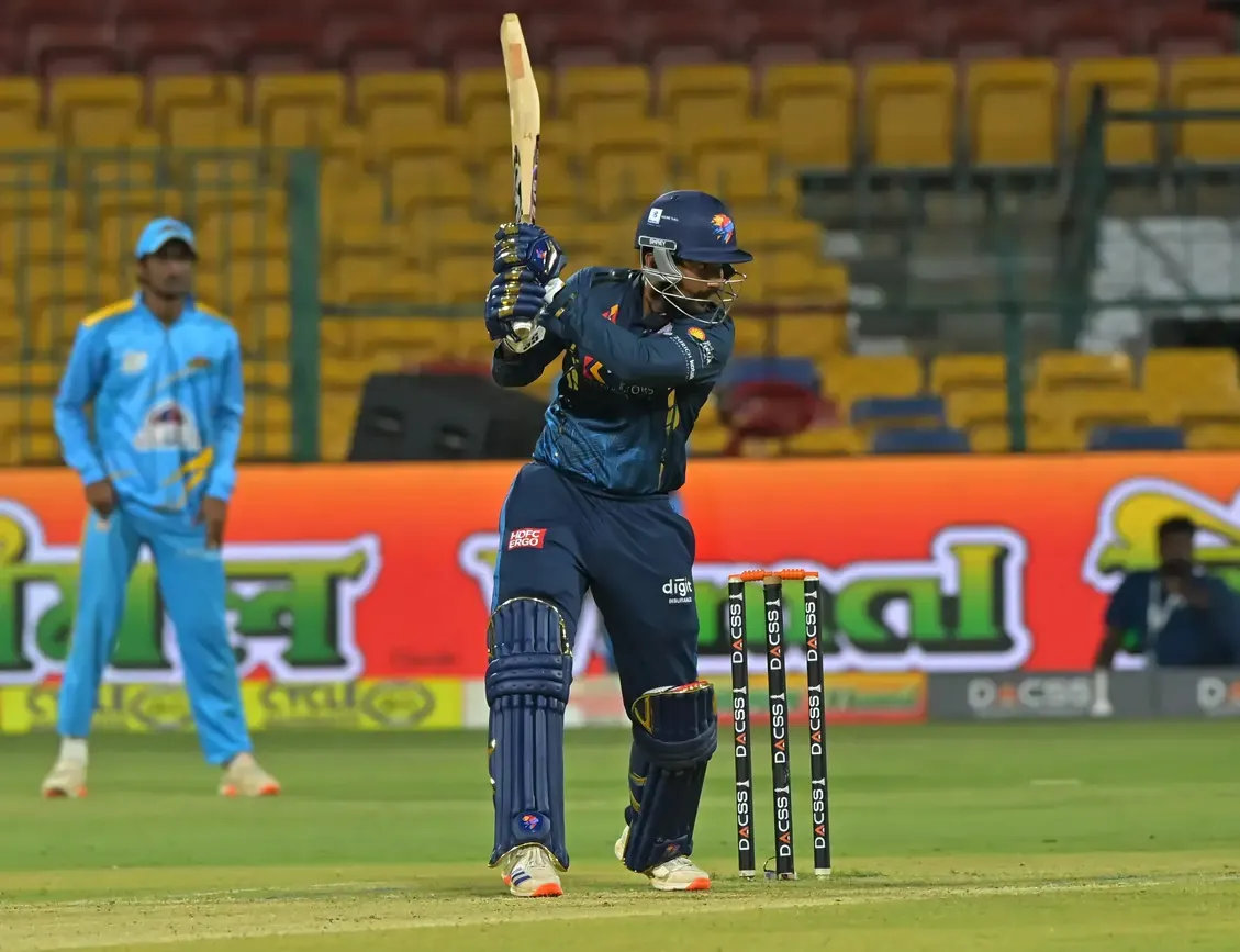 Bengaluru Blasters celebrate their 11-run victory over Gulbarga Mystics in the DACCS Maharaja Trophy KSCA T20.