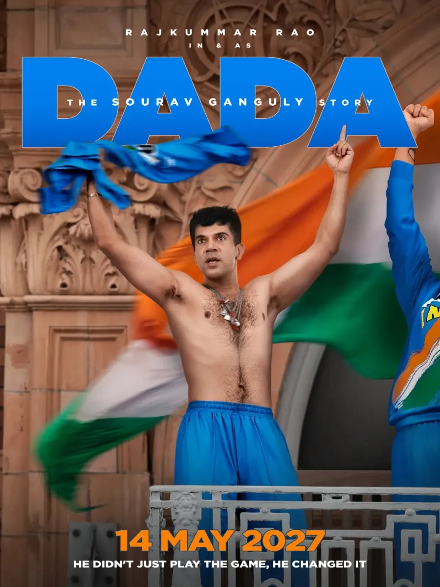 Rajkummar Rao recreates Sourav Ganguly's iconic Lord's balcony celebration in first-look poster of Dada – The Sourav Ganguly Story.