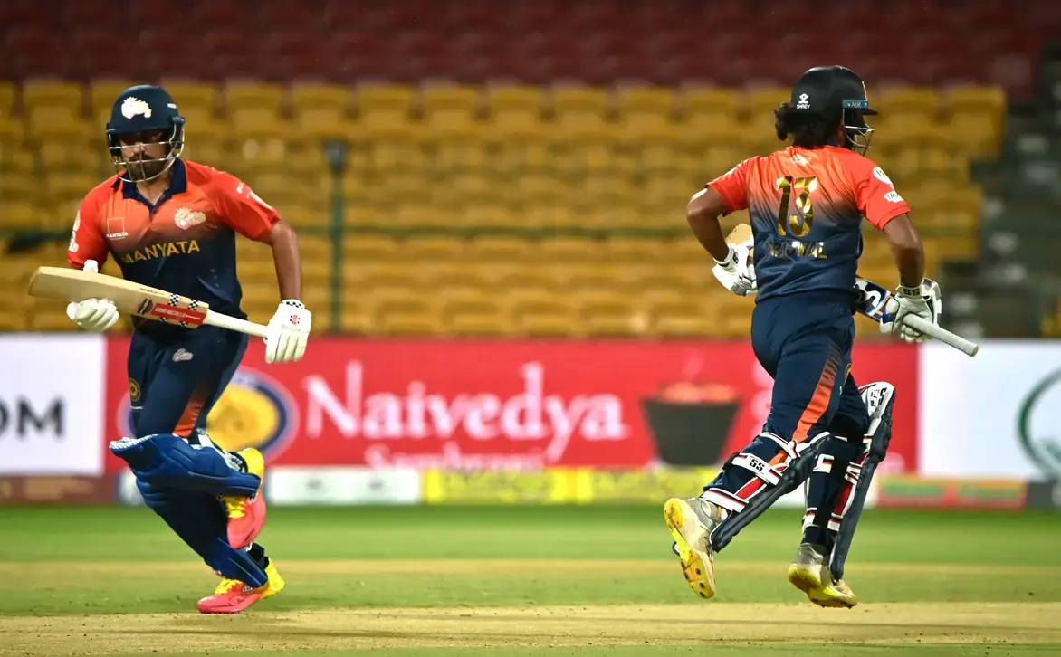 Karun Nair plays a match-winning innings for Coastal Kings Mangaluru against Gulbarga Mystics in the Maharaja Trophy KSCA T20.