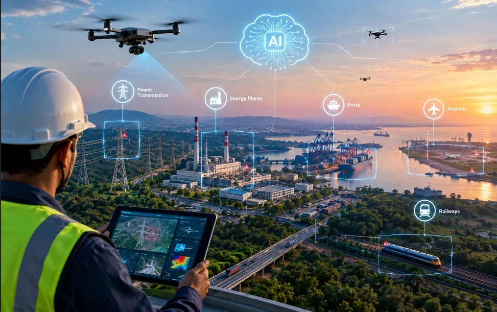 AI-powered drone monitoring critical infrastructure in India