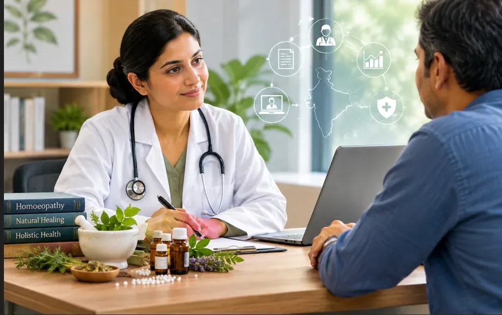 Homoeopathic healthcare consultation representing the changing role of homoeopathy in India