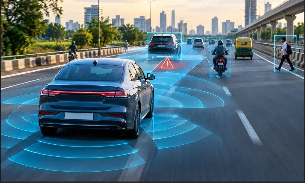 Advanced Driver Assistance Systems helping vehicles detect hazards and improve road safety in India