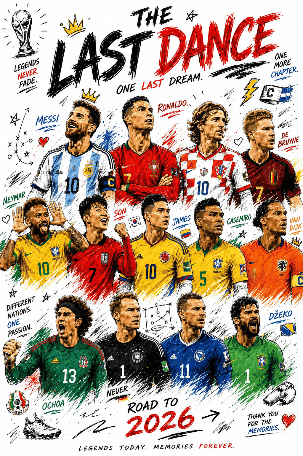 Football legends including Messi, Ronaldo, Neymar and Modric ahead of FIFA World Cup 2026