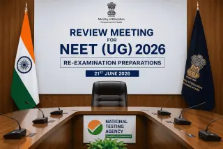 Union Education Minister Dharmendra Pradhan chairs review meeting for NEET UG 2026 re-examination preparations.