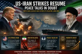 US and Iran exchange fresh military strikes as tensions rise over the Strait of Hormuz.