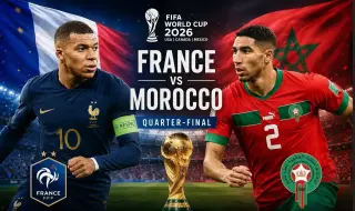 Kylian Mbappe and Achraf Hakimi ahead of the France vs Morocco FIFA World Cup 2026 quarter-final.