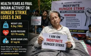 Sonam Wangchuk during his hunger strike at Jantar Mantar in New Delhi
