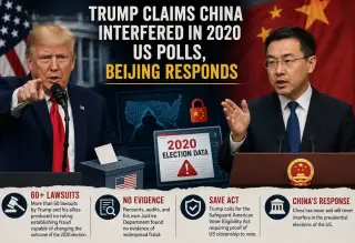 US President Donald Trump speaking at the White House on election security as China rejects interference allegations.