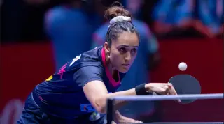 Ayhika Mukherjee celebrates after defeating Sofia Polcanova during Butterfly UTT Season 7.